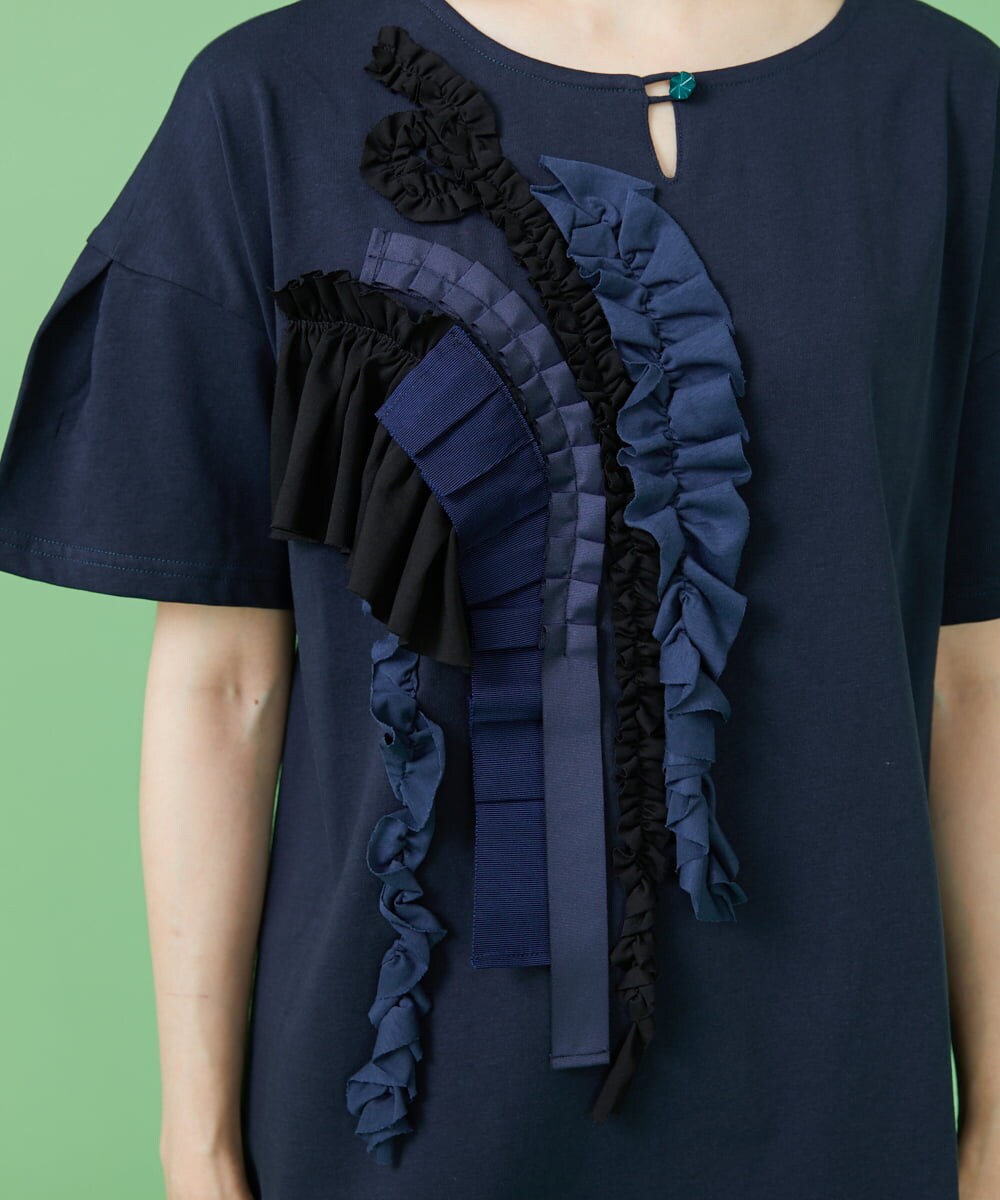 GJKJS02150 Jocomomola(ホコモモラ) Reunir フリルTシャツ アイボリー