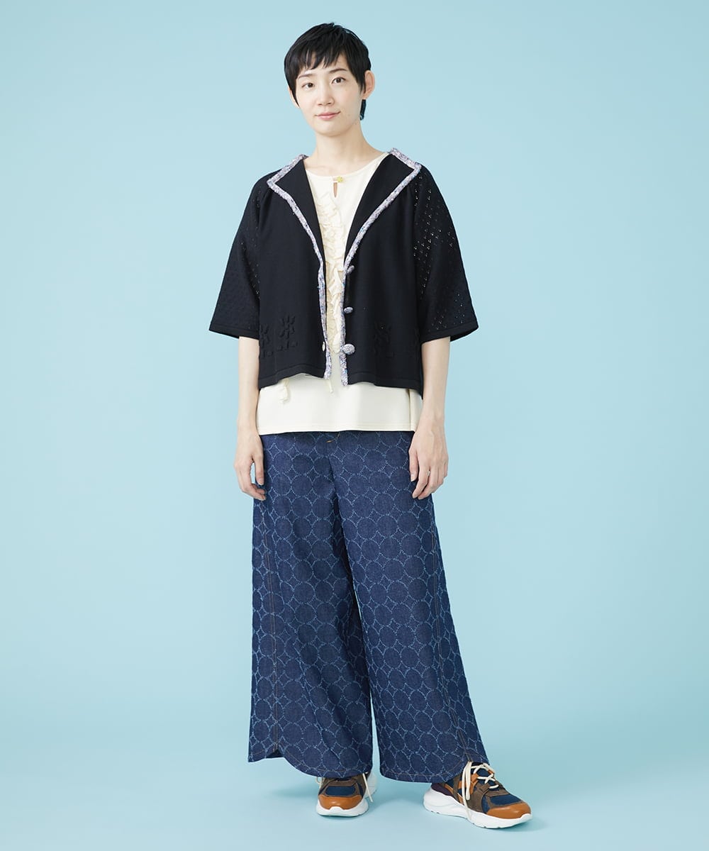 GJKJS02150 Jocomomola(ホコモモラ) Reunir フリルTシャツ アイボリー