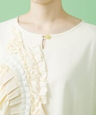 GJKJS02150 Jocomomola(ホコモモラ) Reunir フリルTシャツ アイボリー