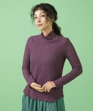 GJKJT39150 Jocomomola(ホコモモラ) Desnivel レースハイネックカットソー パープル