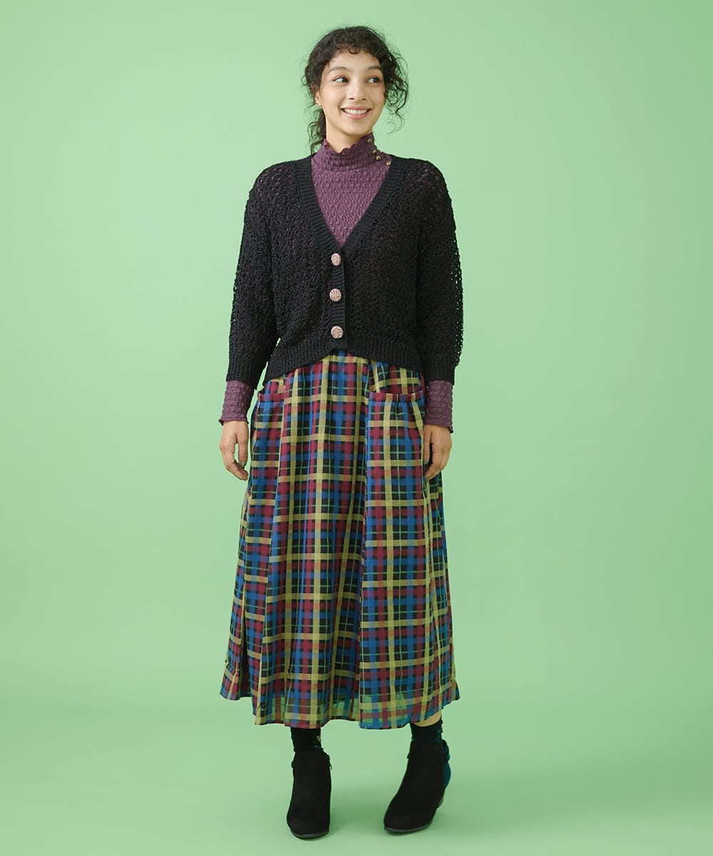 GJKJT39150 Jocomomola(ホコモモラ) Desnivel レースハイネックカットソー パープル