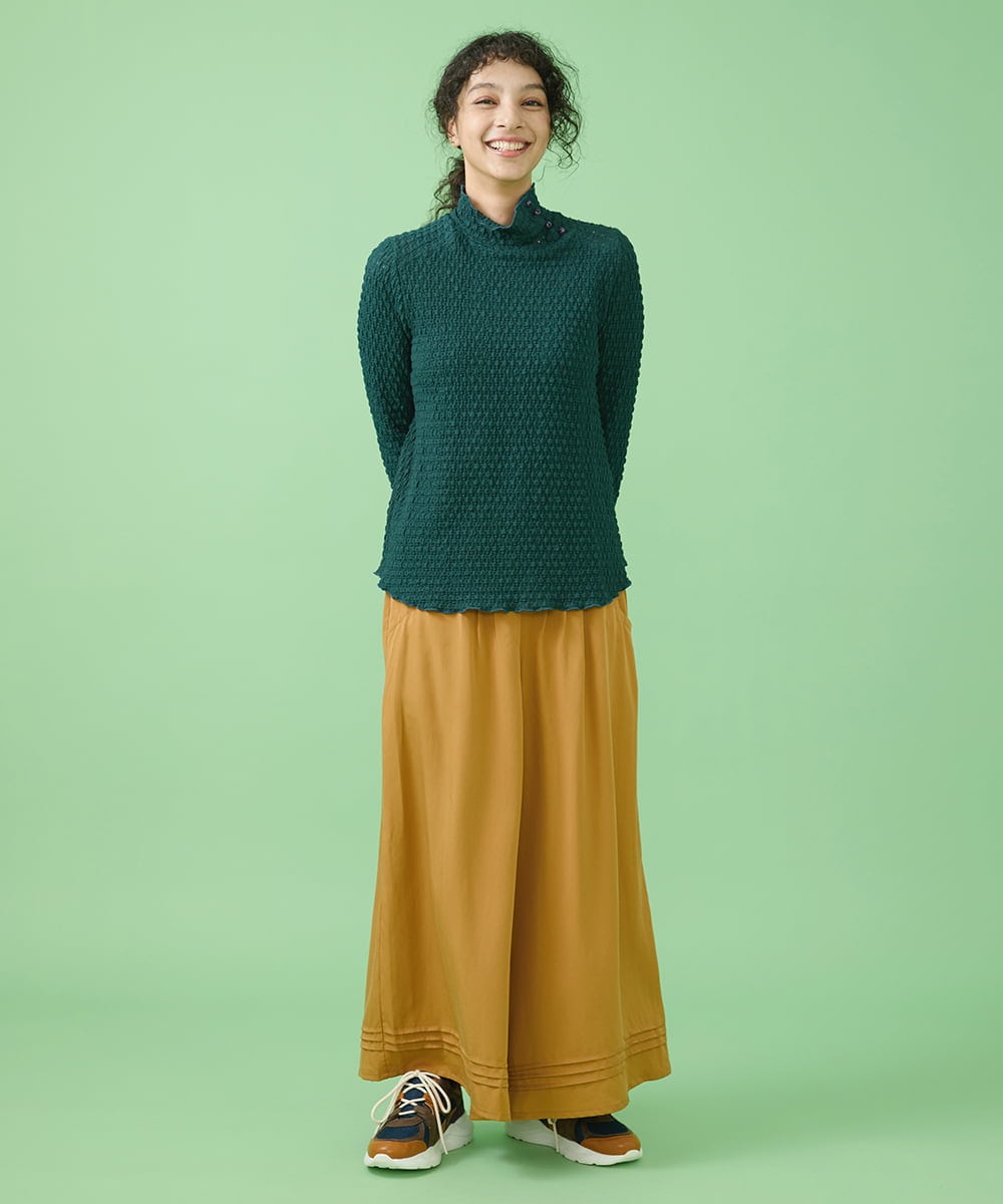 GJKJT39150 Jocomomola(ホコモモラ) Desnivel レースハイネックカットソー パープル