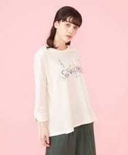 GJKJT71130 Jocomomola(ホコモモラ) Aniversario アーカイブ刺繍Tシャツ アイボリー