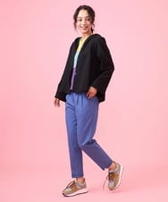 GJKJV01170 Jocomomola(ホコモモラ) CHURROS 刺繍入り配色パッチワークTシャツ ライトブルー