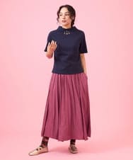 GJKJW35150 Jocomomola(ホコモモラ) ハニカムジャカード メロウモックネックカットソー イエロー