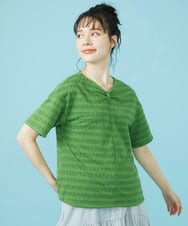 GJKJW37150 Jocomomola(ホコモモラ) Espejismo シャーリングジャカードカットソー グリーン