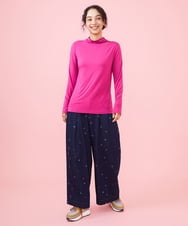 GJKJW42110 Jocomomola(ホコモモラ) レーヨンベア天 レース付きボトルネックカットソー ピンク