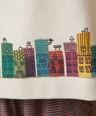 GJKLA02180 Jocomomola(ホコモモラ) Paisaje de la ciudad ハウスプリントカットソー ライトブルー