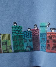 GJKLA02180 Jocomomola(ホコモモラ) Paisaje de la ciudad ハウスプリントカットソー ライトブルー