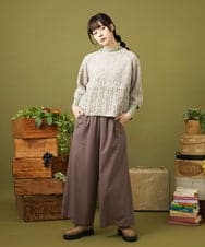 GJKLA31120 Jocomomola(ホコモモラ) レーヨンベアフライス レース切り替えカットソー アイボリー