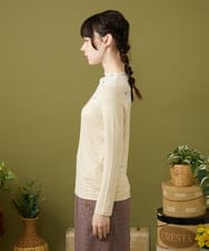 GJKLA31120 Jocomomola(ホコモモラ) レーヨンベアフライス レース切り替えカットソー アイボリー