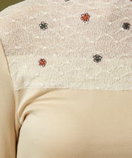 GJKLA31120 Jocomomola(ホコモモラ) レーヨンベアフライス レース切り替えカットソー アイボリー