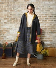 GJKLA32110 Jocomomola(ホコモモラ) レーヨンベアフライス フラワーモチーフハイネックカットソー グリーン
