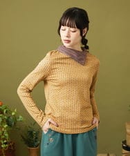 GJKLA33160 Jocomomola(ホコモモラ) 接結ドットタートルネックカットソー ベージュ