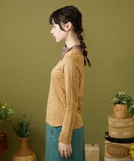 GJKLA33160 Jocomomola(ホコモモラ) 接結ドットタートルネックカットソー ベージュ