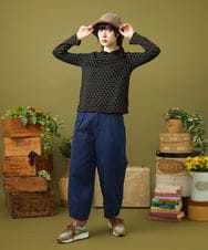 GJKLA34160 Jocomomola(ホコモモラ) 接結ドットラウンドネックカットソー ベージュ