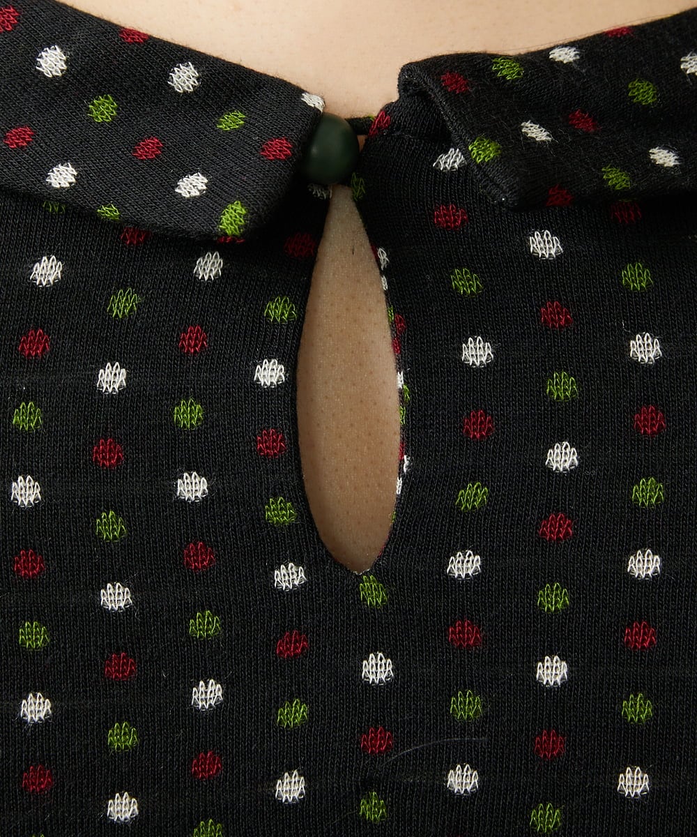 GJKLA34160 Jocomomola(ホコモモラ) 接結ドットラウンドネックカットソー ベージュ