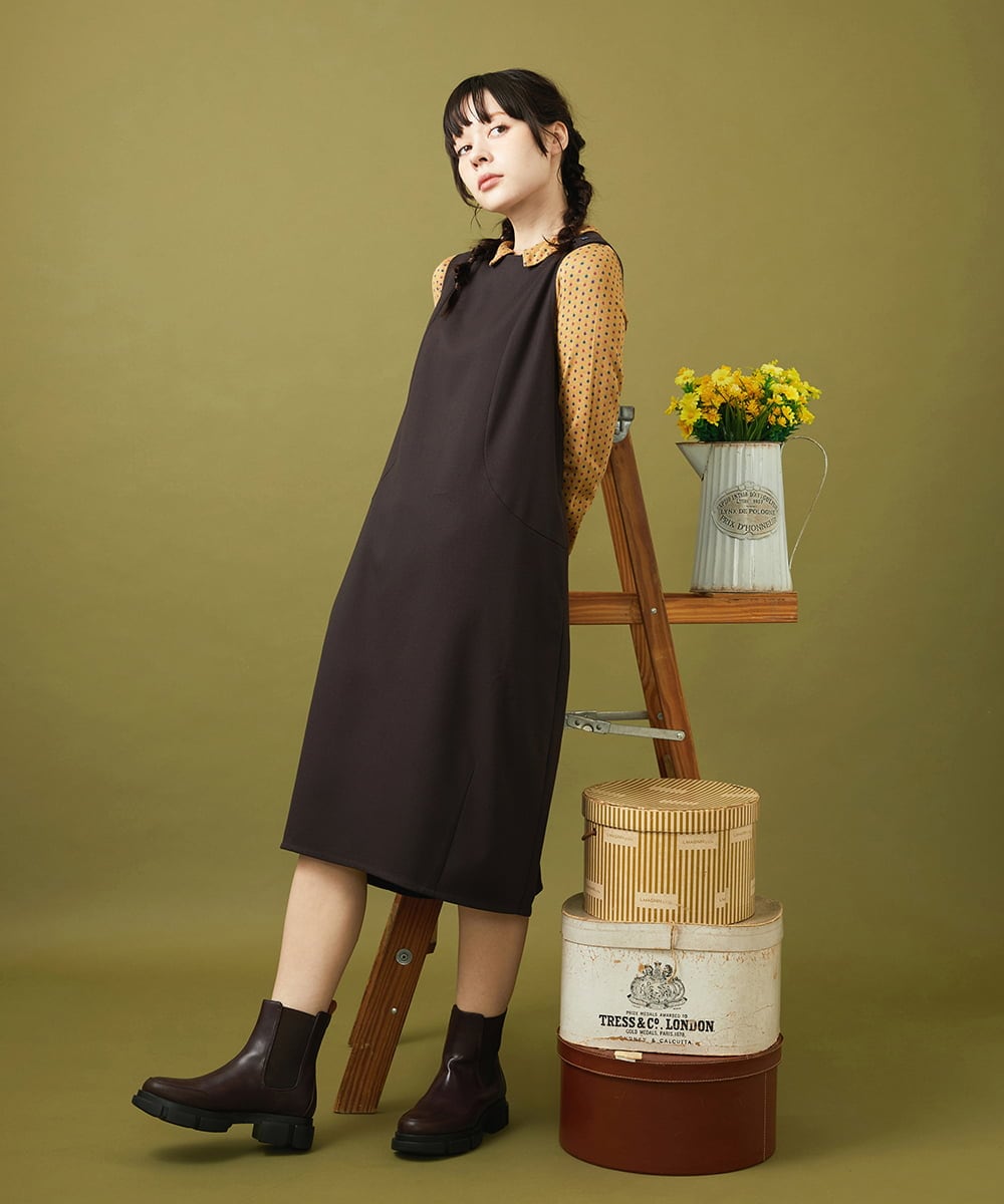 GJKLA34160 Jocomomola(ホコモモラ) 接結ドットラウンドネックカットソー ベージュ