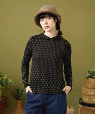GJKLA34160 Jocomomola(ホコモモラ) 接結ドットラウンドネックカットソー ブラック