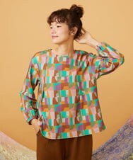 GJKLD30180 Jocomomola(ホコモモラ) Petazo プリントフレアカットソー オレンジ