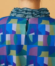 GJKLD30180 Jocomomola(ホコモモラ) Petazo プリントフレアカットソー ブルー