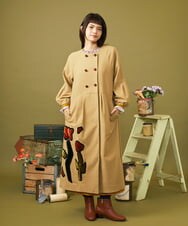 GJKLD31120 Jocomomola(ホコモモラ) レーヨンベアフライス フラワー刺繍シフォンフリルカットソー アイボリー