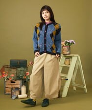 GJKLD32120 Jocomomola(ホコモモラ) レーヨンベアフライス フラワー刺繍ハイネックカットソー ピンク