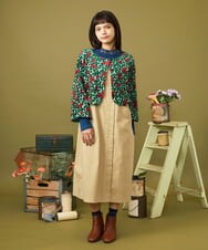 GJKLD32120 Jocomomola(ホコモモラ) レーヨンベアフライス フラワー刺繍ハイネックカットソー ブルー