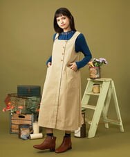 GJKLD32120 Jocomomola(ホコモモラ) レーヨンベアフライス フラワー刺繍ハイネックカットソー ブルー
