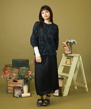 GJKLD32120 Jocomomola(ホコモモラ) レーヨンベアフライス フラワー刺繍ハイネックカットソー アイボリー