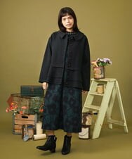 GJKLD32120 Jocomomola(ホコモモラ) レーヨンベアフライス フラワー刺繍ハイネックカットソー ブラック