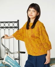 GJKLD33200 Jocomomola(ホコモモラ) 【日本製】Forma de flor パネル切り替えフラワージャカードカットソー マスタード