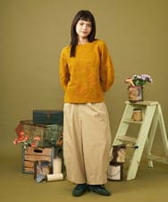 GJKLD33200 Jocomomola(ホコモモラ) 【日本製】Forma de flor パネル切り替えフラワージャカードカットソー マスタード