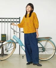GJKLD33200 Jocomomola(ホコモモラ) 【日本製】Forma de flor パネル切り替えフラワージャカードカットソー マスタード