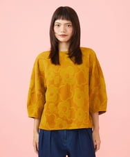 GJKLD33200 Jocomomola(ホコモモラ) 【日本製】Forma de flor パネル切り替えフラワージャカードカットソー マスタード