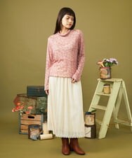 GJKLD35140 Jocomomola(ホコモモラ) 【日本製】Difuminado フラワープリントハイネックカットソー ピンク