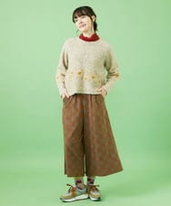 GJLAB40200 Jocomomola(ホコモモラ) Cruzar バイアスチェックワイドパンツ ライトグレー