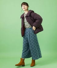 GJLAB40200 Jocomomola(ホコモモラ) Cruzar バイアスチェックワイドパンツ ライトグレー