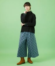 GJLAB40200 Jocomomola(ホコモモラ) Cruzar バイアスチェックワイドパンツ ライトグレー