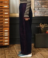 GJLAD02180 Jocomomola(ホコモモラ) Arriate コーデュロイワイドストレートパンツ ネイビー×ピンク
