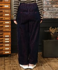 GJLAD02180 Jocomomola(ホコモモラ) Arriate コーデュロイワイドストレートパンツ ネイビー×ピンク
