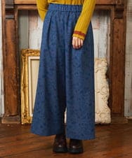 GJLAE03220 Jocomomola(ホコモモラ) Calle de Bordadores フラワープリントワイドパンツ ブルー