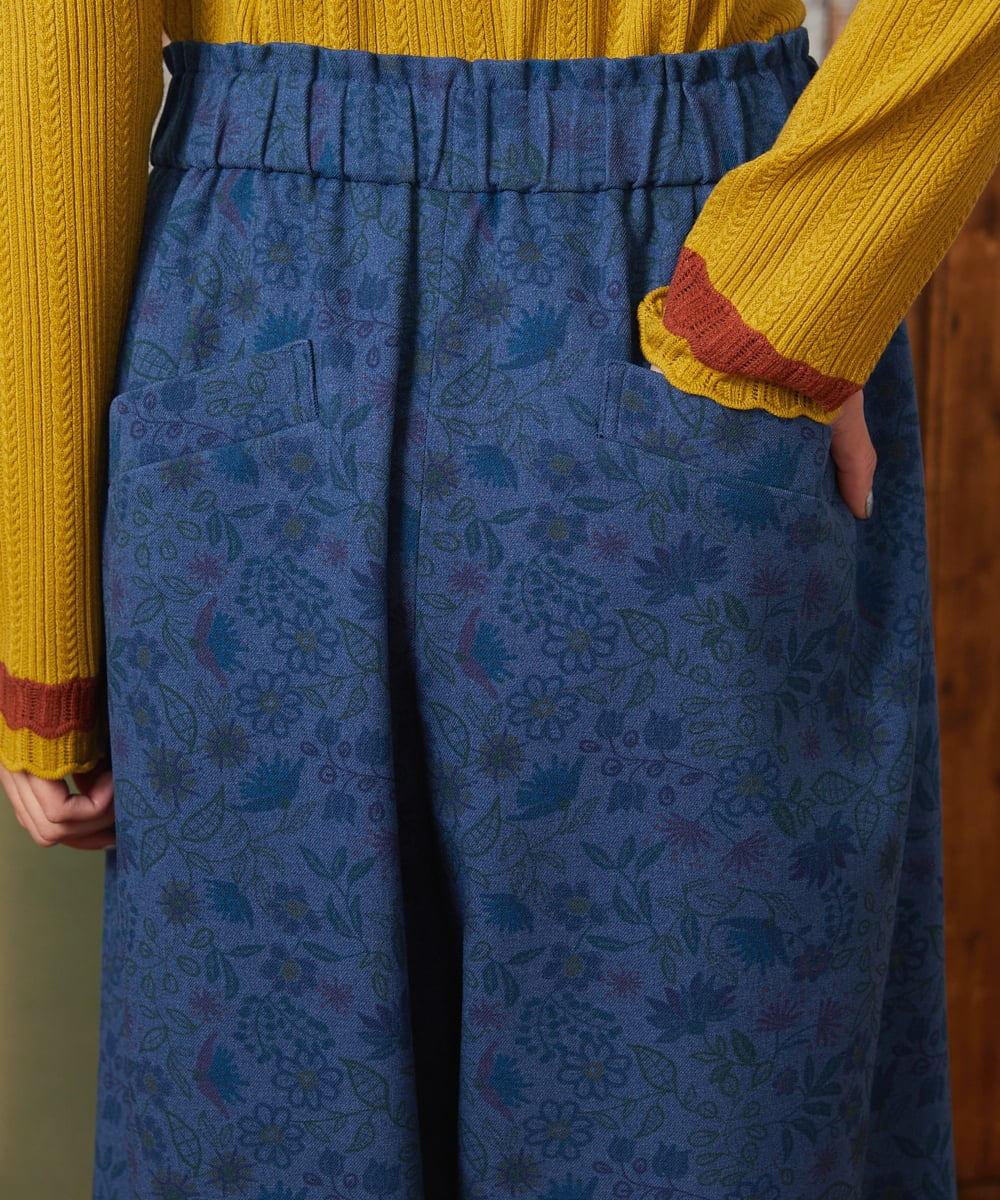 GJLAE03220 Jocomomola(ホコモモラ) Calle de Bordadores フラワープリントワイドパンツ ブルー