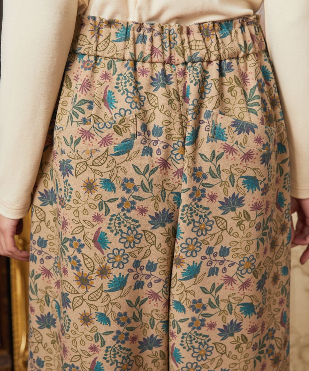 GJLAE03220 Jocomomola(ホコモモラ) Calle de Bordadores フラワープリントワイドパンツ ブルー