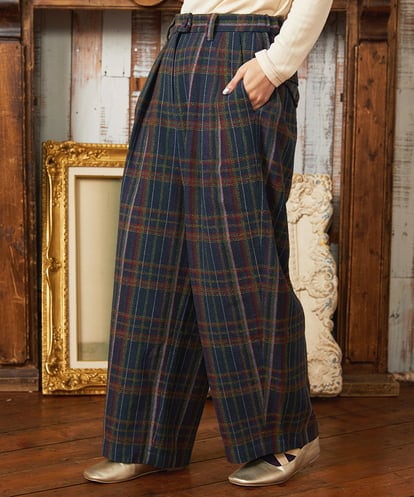GJLAE41220 Jocomomola Arriate チェック柄ワイドパンツ