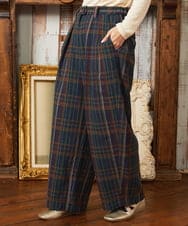 GJLAE41220 Jocomomola(ホコモモラ) Arriate チェック柄ワイドパンツ ネイビー