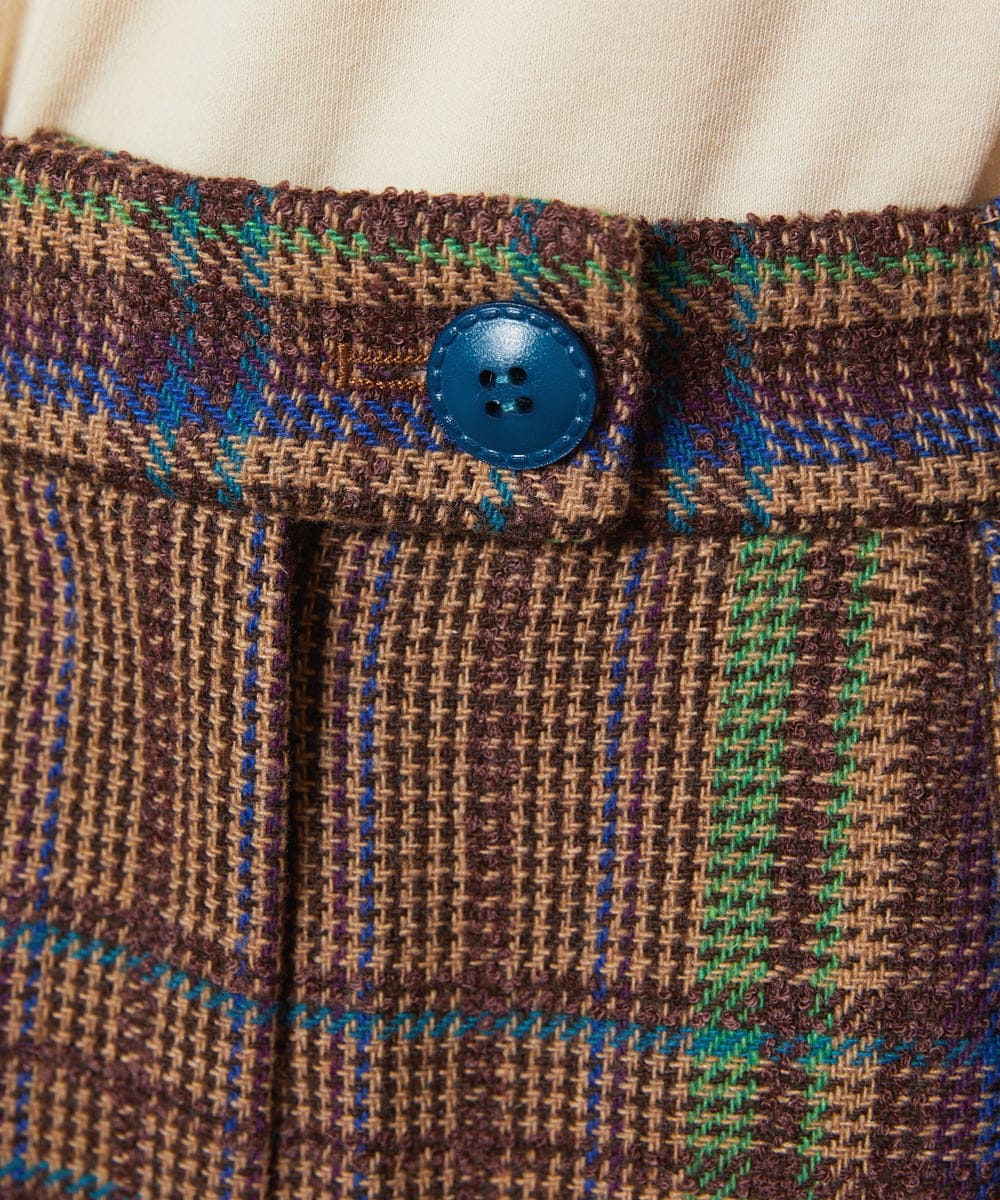 GJLAE41220 Jocomomola(ホコモモラ) Arriate チェック柄ワイドパンツ ネイビー