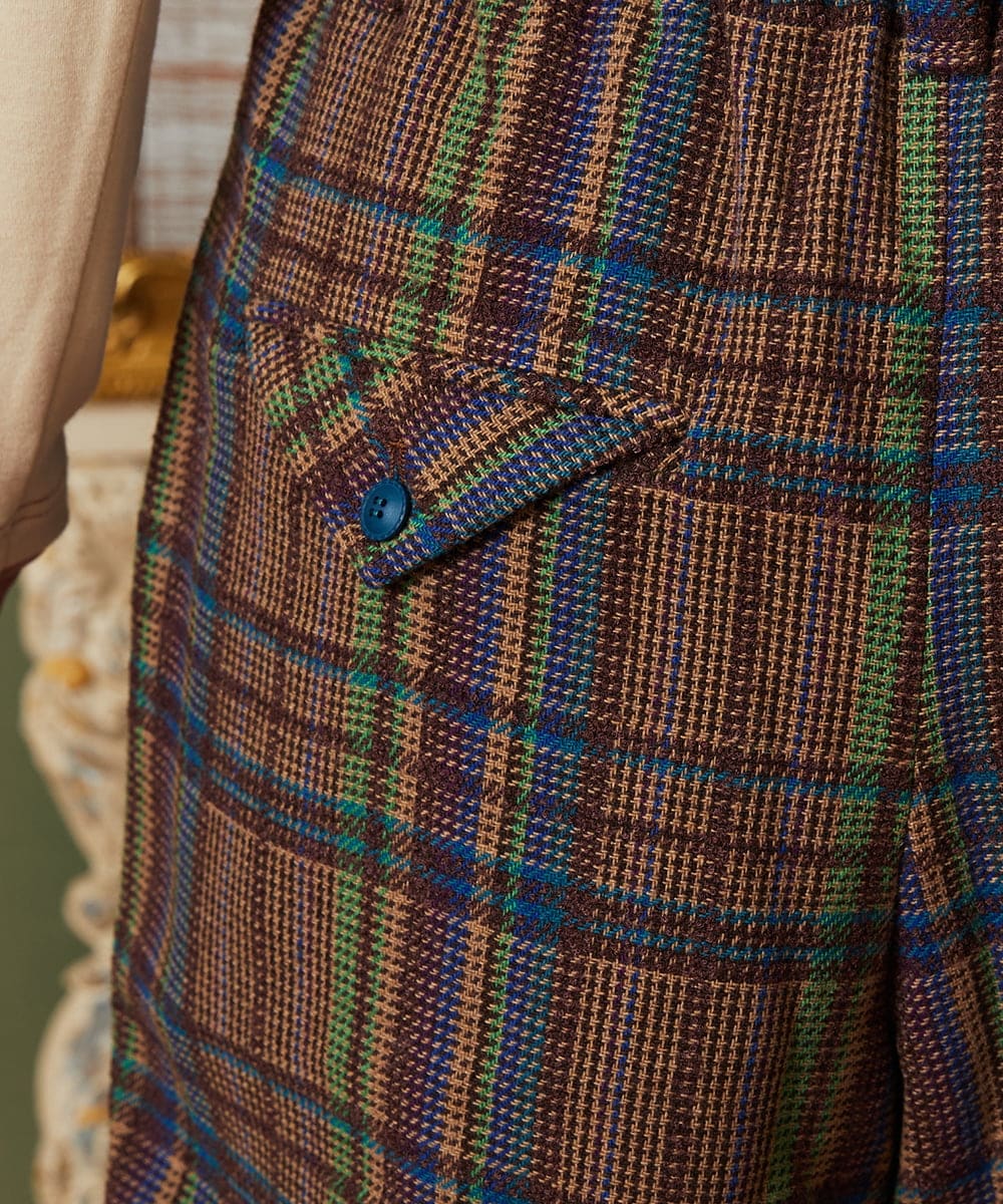 GJLAE41220 Jocomomola(ホコモモラ) Arriate チェック柄ワイドパンツ ネイビー