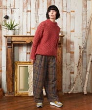 GJLAE41220 Jocomomola(ホコモモラ) Arriate チェック柄ワイドパンツ ネイビー