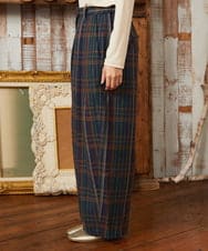 GJLAE41220 Jocomomola(ホコモモラ) Arriate チェック柄ワイドパンツ ネイビー